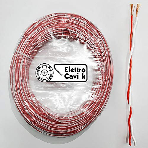 ® ELETTRO CAVI K - CAVO DOPPINO TELEFONICO 2x0,50 MM² FLESSIBILE IN RAME PROFESSIONALE BIPOLARE 2 POLI ROSSO BIANCO 100 METRI