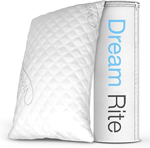Dream Rite Geschreddertes hypoallergenes Gedächtnisschaumkissen, verstellbares Startseite Kissen, Heimkissen Hotelkollektion, abnehmbar kühlender Viskosebezug aus Bambus (Königingröße, 1 Packung)
