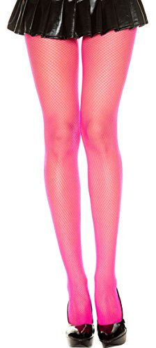 PrettyLoveHose Collant Résille Classique (Noir, Beige, Blanc, Marron, Jaune, Bleu, Rose, Rouge, Vert) (Rose Fluo)