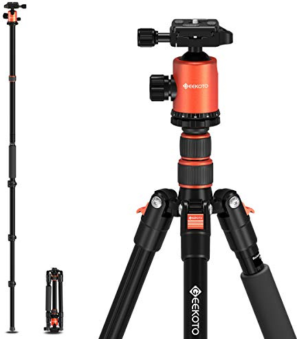 GEEKOTO 77’’ Tripod, Camera Tripod for DSLR, Compact Aluminum Tripod with 360 Degree Ball Head and 8kgs Load for Travel and Work