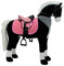Sweety Toys 11070 Plüsch Pferd XXL Giant Riesen Stehpferd Reitpferd Black Giant Größe ca.125 cm Kopfhöhe bis 100 kg belastbar, Farbe schwarz mit weisser Mähne und weissem Schweif mit Sattel, Groß