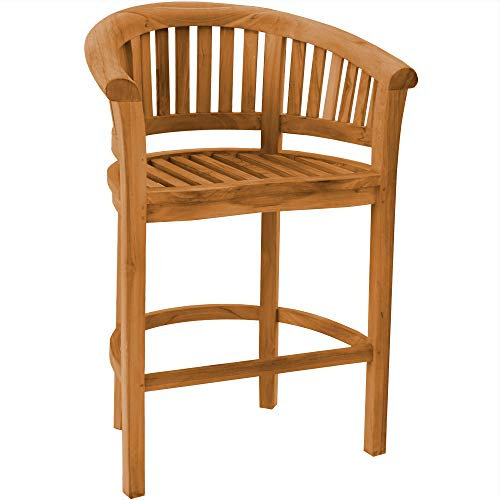 Teako Design Barhocker Avellino Teak Massivholz Barstuhl Bananenstuhl Tresenhocker wetterfest stabil und robust Teakholz