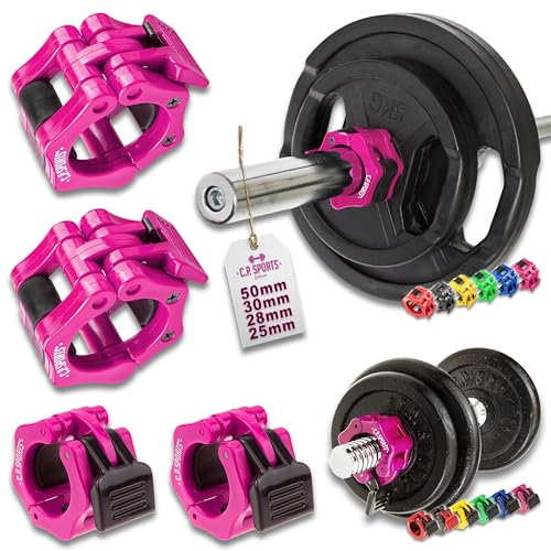 C.P. Sports Schnellverschluss für Hanteln 50 mm I praktischer Hantelverschluss mit Einhandmontage für sicheres Training & schnellen Scheibenwechsel I robuste Kunststoff-Hantelklemme, pink