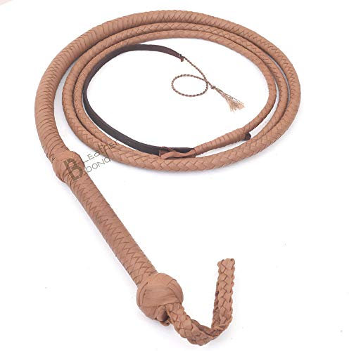 LB'S WHIP Indiana Jones Style - Frustino in Vera Pelle Bovina, 1,2 m, 8 trecce