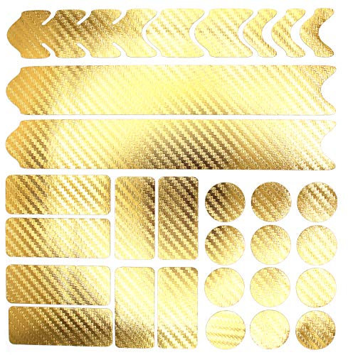 AlphaShield Fahrrad Rahmenschutz Kettenstreben Schutz Folie Aufkleber Rahmen Schutz Carbon MTB BMX Lackschutz Folie K099 K100 (Carbon Gold)