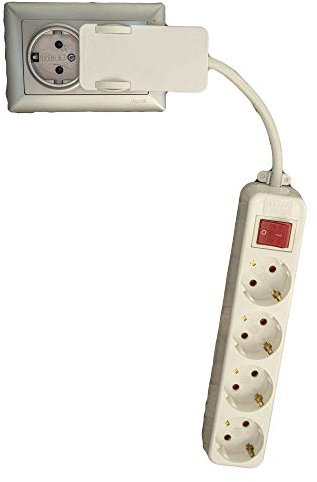 Enchufe con cable corto con 4 enchufes iluminados, interruptor múltiple, para muebles, detrás de enchufe plano, regleta conmutable, protección infantil