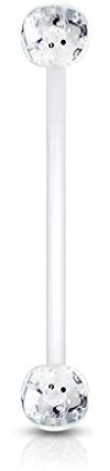 Lovepiercing Piercing Nombril Grossesse Paillettes Bébé Maternité Longue Barre Acrylique Pregnancy Bioflex Grazia Blanc