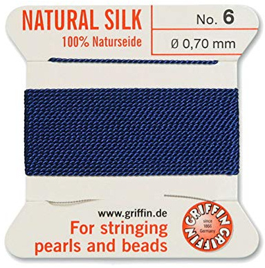 Creative-Beads Perlenfaden, Schnur, Perlseide zum auffädeln 2m lang mit flexiblem Drahtende als Fädelnadel Stärke 0,70mm blau