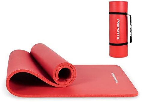 MSPORTS Gymnastikmatte Premium inkl. Tragegurt + Übungsposter + Workout App I Hautfreundliche Fitnessmatte 190 x 80 x 1,5 cm - Rubinrot - Phthalatfreie Yogamatte