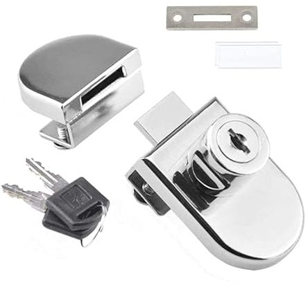 Cerradura de puerta de vitrina de gabinete de vidrio de oscilación única Cerradura de gabinete de vidrio para puerta de vidrio de 5-8mm con 2 llaves, no requiere perforación
