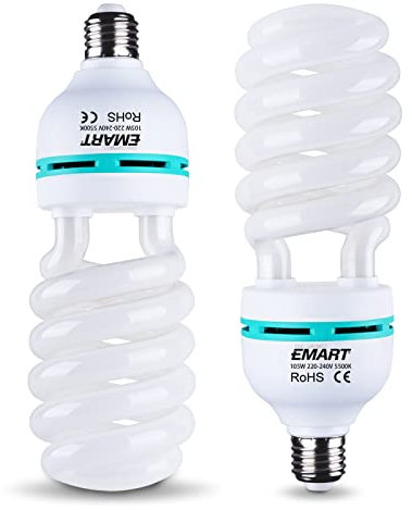 EMART Photography Light Bulb, 2 x 105W 5500K CFL Daylight White Balanced Full Spectrum Lighting Bulbs in E27 for Softbox Photo Video Studio Lights