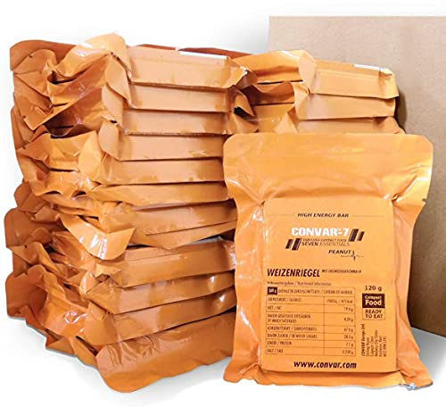 CONVAR-7 - High Energy Bar Peanut, benutzbar als Notvorrat, Notverpflegung, Notration, für Outdoor Aktivitäten, Krisenvorsorge - wertvolle Inhaltsstoffe - kompakten Verpackung - 108 x 120g