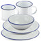 Highlander Outdoor Products Vintage Style Camping White Enamel Camping Festival Traditonal Lightwight Cup Bowl Plate (1 x Mug 280ml, 1 x Deep Plate & 1 x Bowl Set)