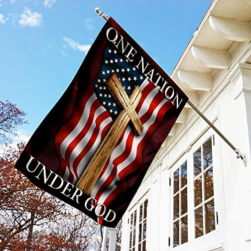 Flags-One Nation Under God Flagge QNK320F, Hausflagge (74,9 x 100,3 cm), USA-Hausgartenflaggen, Premium-Polyester, dekorative Outdoor-Flaggen