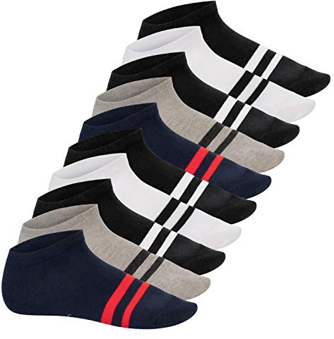Footstar Damen & Herren Sneaker Socken mit Blockringeln (10 Paar) Kurze Sportsocken - Sneak It!