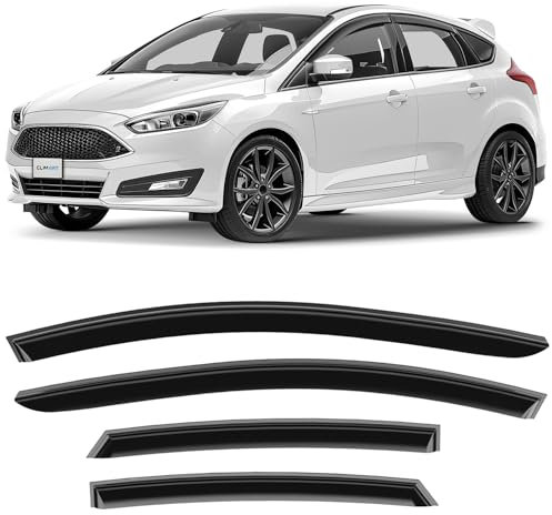 CLIM ART Windabweiser für/kompatible mit Ford Focus III Sedan 2011-2018 - Stick-on Regenabweiser - Autofenster Sonnen-& Regenschutz - Windabweiser Autofenster - Einfache Montage - Garantie 4 Set
