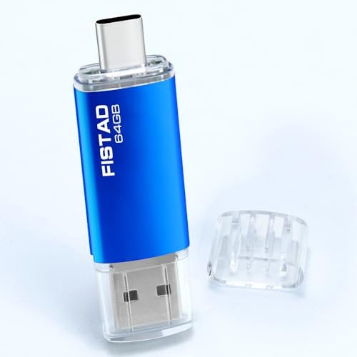 Chiavetta 64GB USB Type C 2 in 1 OTG Flash Drive USB 2.0 C Pen Drive Memoria Stick 64GB Per USB C Smartphones, Laptop, PC, ecc (Blu)
