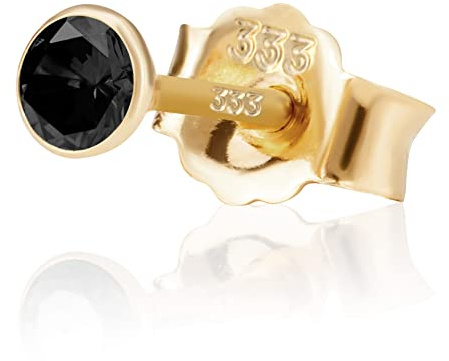 NKlaus Ohrstecker für Damen Gelbgold, Schwarz, Gelb, 3,0mm 333, 1 Stück