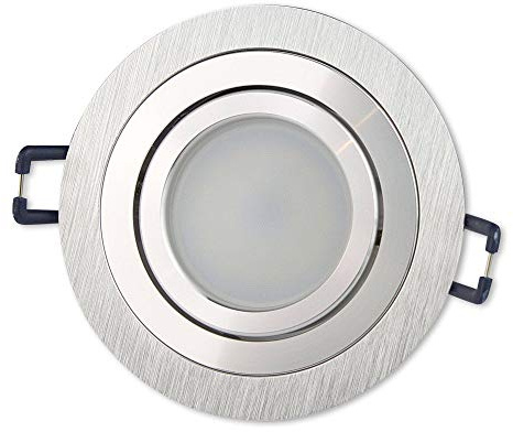 LED Einbaustrahler Edelstahl gebürstet - rund 5W kaltweiß 12V flach - MR16 Einbauleuchte schwenkbar - 75-85mm Bohrloch Einbau-Spot Decken-Strahler Deckeneinbaustrahler Deckeneinbauleuchte