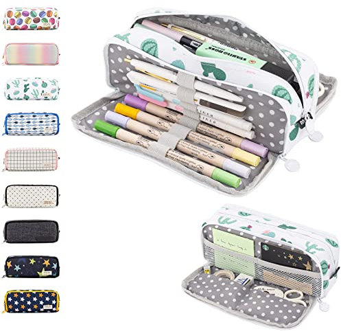 NEWUPZSI Pencil case, Pencil case for Girls and Boys, Triple Green Cactus, Pencil case