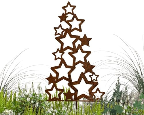Terma Stahldesign Edelrost Gartenstecker Figur Weihnachtsbaum Sterne Handmade Germany, tolle gartendeko aus Rost-Metall, deko rostoptik, Rostfiguren Weihnachten, Rostdeko