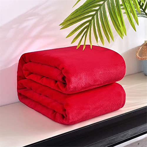 ENEN Plaid in Pile Tinta Unita Coperta Coperta Calda Plaid in Pile di Flanella Microfibra Letto Matrimoniale e Divano in Microfibra per Ultra Morbida & Comfort (70x100cm,Rosso)
