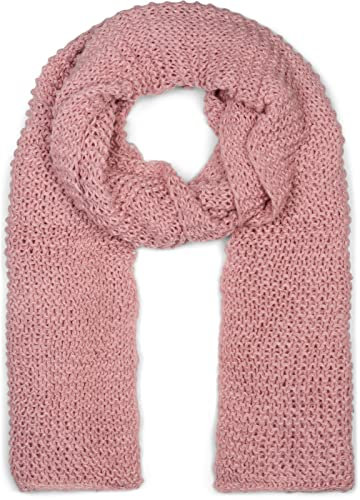 styleBREAKER Damen langer Strick Schal mit Wellen Strickmuster, warmer Winter Strickschal Einfarbig 01018168, Farbe:Altrose