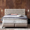 Premium Boxspringbett Chester 180x200 Velours, mit Visco-Topper, Hotelbett, ohne Bettkasten, 7 Zonen Taschenfederkern-Matratze, Aufbau KOSTENLOS (Creme, 180x200 cm mit Topper)