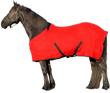 RESISTANCE Langanhaltender und warmer, weicher Fleece-Farbkühler, Führmaschinendecke für Pferde (193 cm, rot)