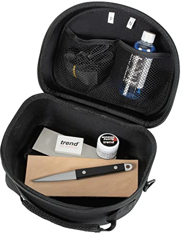 Trend Kit d'affûtage complet : pierre diamant de banc de 15,2 cm, lime conique, cuir strop, liquide de rodage, pâte miroir, bloc de nettoyage et étui de rangement, DWS/KIT/K