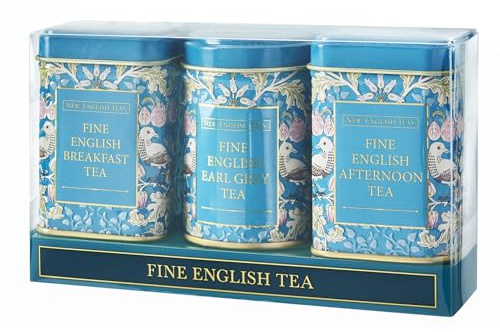 New English Teas Song Thrush Mini Tea Tins with 70g Loose Leaf Tea | English Breakfast Tea + Earl Grey Blends, Black Tea, Gifts for Tea Lovers