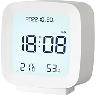 Lancoon Elektronischer Wecker, Kleiner Bildschirm mit Datum Woche Zeit Temperatur Luftfeuchtigkeit Leise Weiche Hintergrundbeleuchtung Sprachsteuerung für Kinder Schlafzimmer