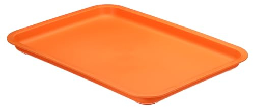 PATIKIL 12x9 Fast Food Tray, Plastic Reusable Multi-Purpose Rectangle Serving Tray for Cafeteria Restaurant Home Kitchen, Orange