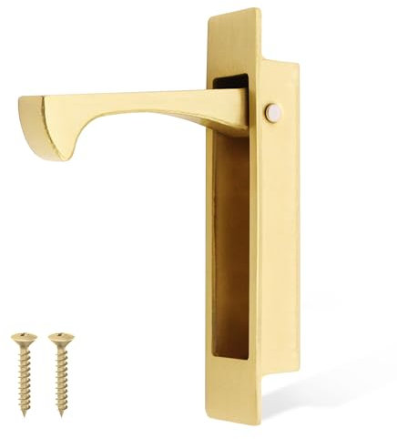 EAI Edge Pull Handle for Pocket Door | 90x18x14mm | Satin Brass | Flush Mounted for Pocket Doors, Sliding Doors or Cabinet Doors
