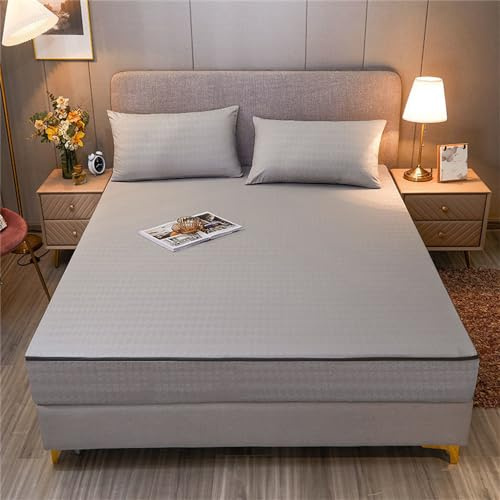 Morbuy Matratzenbezug mit Reißverschluss Rundumschutz Matratzenschoner Komfort Encasing Bettwäsche, Atmungsaktiv Umhüllung Zwischenbezug für die Matratze (180X200cm+20,Grau)