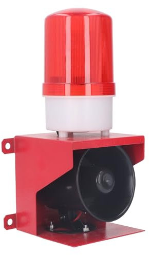 Alarme de Sirène Industrielle Extérieure 115dB, Klaxon D'alarme Sonore, Lumière Stroboscopique D'urgence étanche pour Mine, Pierre, Cour de Sable (Prise UE 220V)