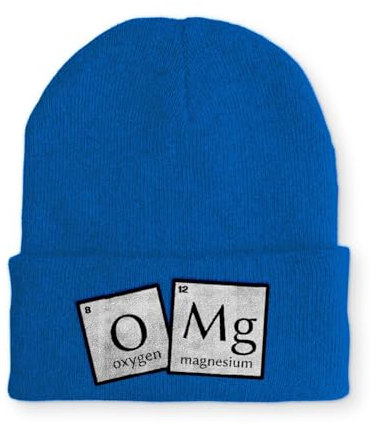 tshirtladen Strickmütze OMG Oxygen Magnesium Mütze Wintermütze lustige Beanie mit Stick, Farbe: Blau