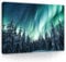 Bilder Polarlicht Landschaft Wald Nordlicht blau türkis 120x80 cm - Modern Leinwandbild Groß XXL Wohnzimmer Schlafzimmer Wandbild Kunstdruck Wandbilder Desing Wand Bild auf Leinwand Aufhängefertig