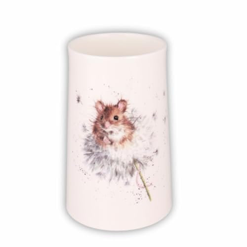 Wrendale Designs Porzellan Vase Land-Maus auf Pusteblume ca. 565 ml Volumen für Sträuße aus frischen Wiesenblumen detailverliebt illustriert von der britischen Künstler Hannah Dale als Geschenk