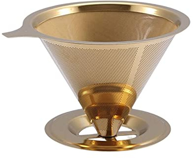 Permanenter Kaffeefilter aus Edelstahl, papierlos, permanentes Kaffeesieb, Gold, 145 x 85 mm