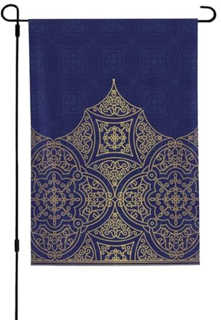 LAMAME Drapeau de jardin imprimé bleu marine et jaune - Drapeau décoratif double face