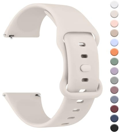 Mugust Correa para 22mm Reloj Inteligente Smartwatch,Liberación Rápida de Silicona Sport Suave Pulseras de Repuesto para 22mm Reloj para Hombre y Mujer(Starlight)