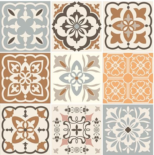 HUBDECO - Fliesenaufkleber - Küche, Badezimmer Deko - Klebefliesen - Wand Deko - Klebefolie Küche - Küchenrückwand Deko - Selbstklebende Fliesen - 9 Stk. - Venezianisches Muster - 10x10cm