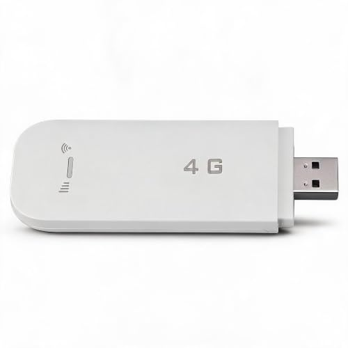 Tragbarer 4G LTE USB WLAN Router, Unterstützt 10 Geräte, SIM Kartensteckplatz, WPA2 WLAN Verschlüsselung, für Mobiltelefone, Tablets, Laptops (White)