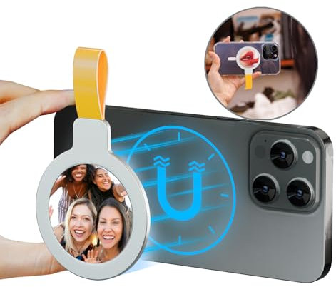 POWERLAND Magnetischer Handy-Selfie-Spiegel für iPhone 16 15 14 13 Pro Max Plus MAGNETISCH Hüllen, Selfie Monitor Bildschirm Spiegel, konvexer Weitwinkelspiegel für Vlogging/Videoaufnahmen