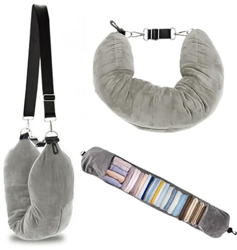 Almohada Viaje Rellenable Ropa. Almohada Avion. Almohada de Viaje Hinchable. Almohada Cervical para Ahorrar Espacio en tus Maletas de Viaje en Tren, Avion, Coche. Cojin Viaje Cuello. Travel Pillow