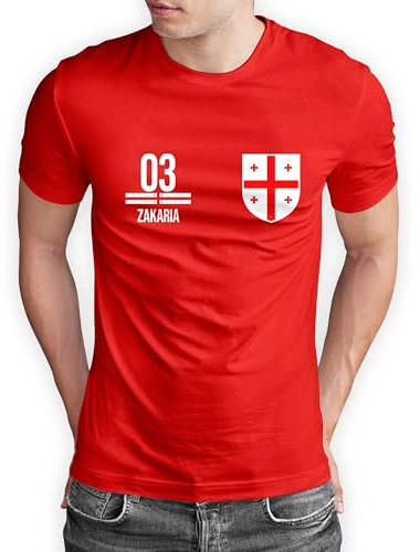 True Statements Georgien T-Shirt „WM 2026“ Georgia Trikot Fußball Shirt Herren Damen Unisex Weltmeisterschaft - personalisiert mit Zahl & Namen - Fanartikel Fan-Outfit, Rot, Gr. 3XL