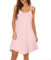 Robe Femme, Robe Short Bretelles Fines Courte Femme Coton Longue Ete Fluide Robe De Plage Femme Ete Fluide Courte sans Manche Rose Poudré Broderie (1-Rose,XXL)