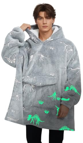 Fiosnow Leuchtet im Dunkeln, Decken-Kapuzenpullover für Damen und Herren, Erwachsene, Übergröße, tragbare Decke, Hoodies für weich und warm