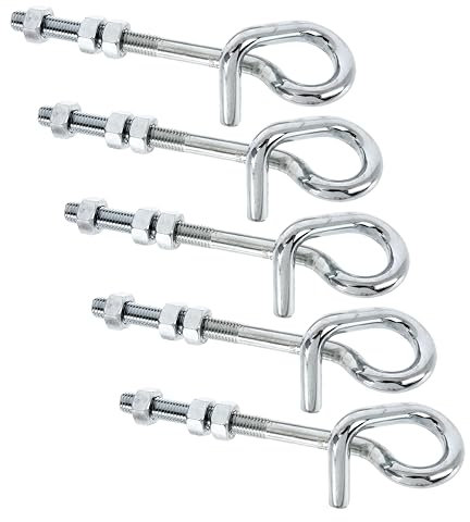 Alberts 869366 Crochet balançoire | avec filetage | à visser | galvanisé, en bleu | longueur 180 mm | filetage M12 | kit de 5